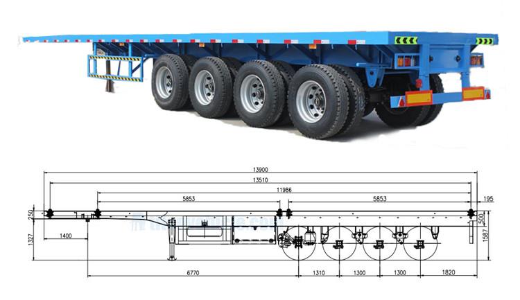 Drawing of 4 axle 45 ft flatbed trailer for sale