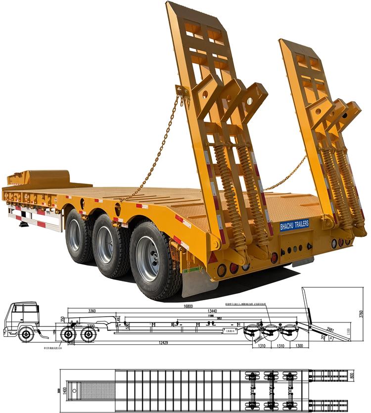 3 Axle 60 Ton Lowbed Semi Trailer Price for Sale In Tanzania