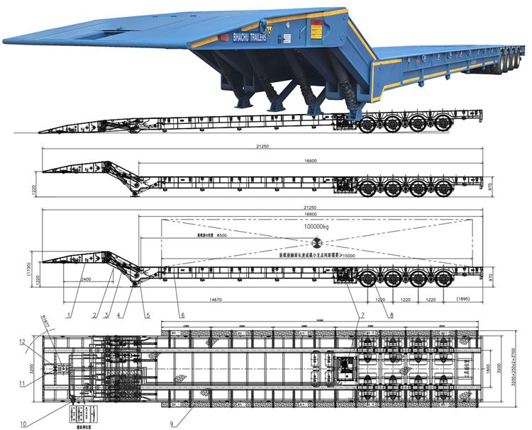 Bhachu 4 Line 8 Axle Folding Gooseneck Trailer for Sale In Zambia