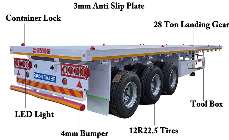 Bhahcu 2026 New Model 40ft Flatbed Trailer for Sale In Tanzania