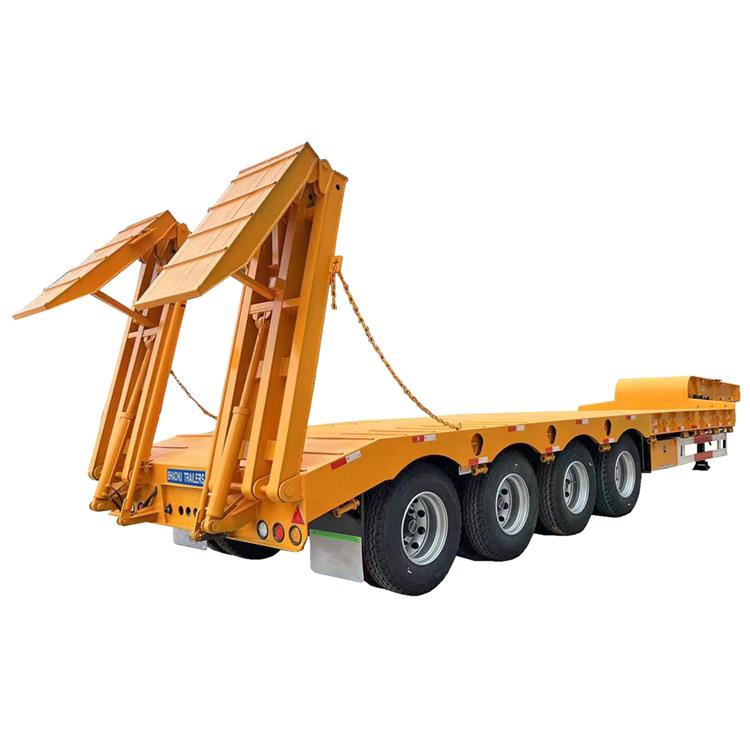 4 Axle Low Bed Trailer with Folding Ramp